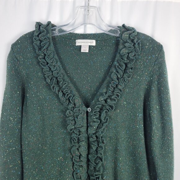 Christopher & Banks Cardigan Sweater Women's Size Small Green with Flecks - Picture 5 of 14